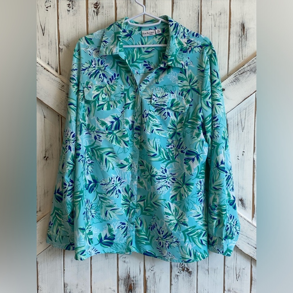 Kim Rogers Long Sleeve Roll Tab Cuff Shirt Size 1x